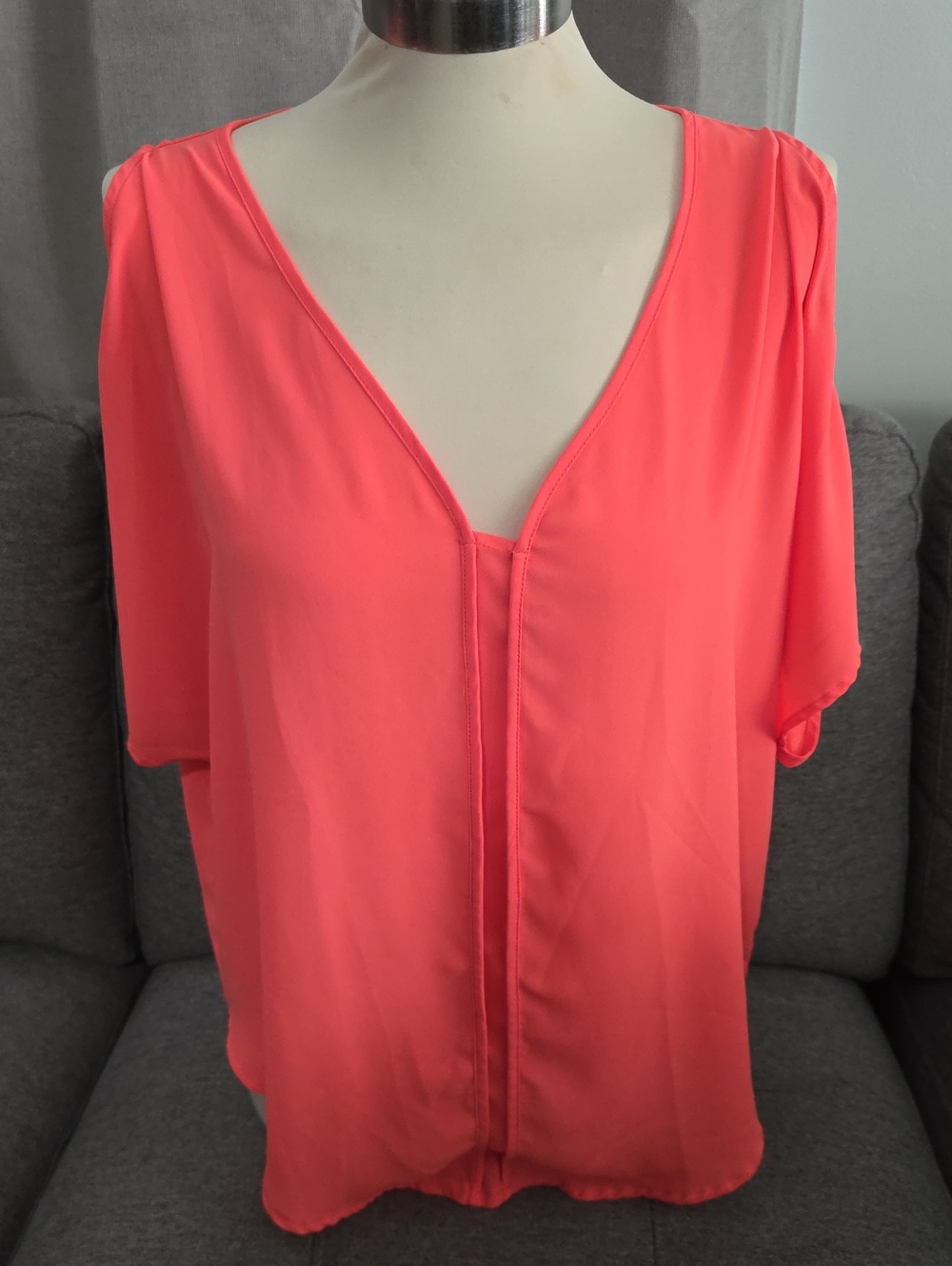Astr Coral V-Neck Dolman Sleeve Blouse